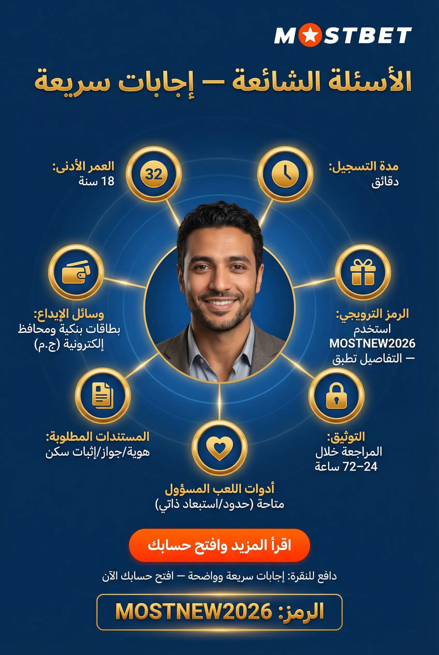 الأسئلة الشائعة حول تسجيل Mostbet مصر